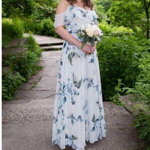 Jenny Yoo bridesmaid: Mila, soft sage Ohana print